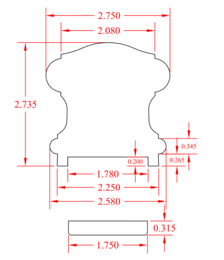 C-6110P1 | Bristol Series Solid Cap | Plowed 1-3/4" with Fillet | Rail