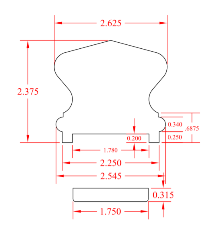 C-6410P | 1 3/4" Plowed with Fillet | Richmond Handrail | Rail