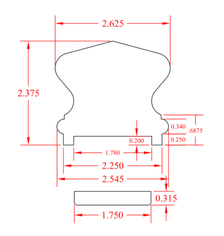C-6410P | 1 3/4" Plowed with Fillet | Richmond Handrail | Rail