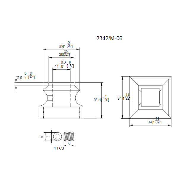 M-06 2342 | Tall Shoe with Set Screw