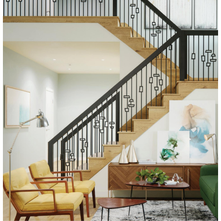 Steel Tube Balusters | Geometric 1/2" Square Series With Dowel Top | Double Feature | Satin Black