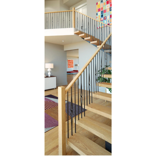 Steel Tube Balusters | Geometric 1/2" Square Series With Dowel Top | Double Feature | Satin Black