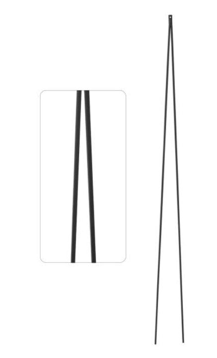 Steel Tube Balusters | Geometric 1/4" Square Series | V-Shaped With Dowel Top | Satin Black | SOLID