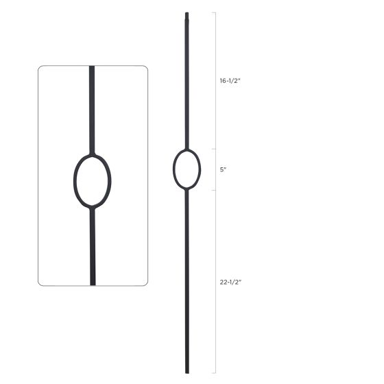 Steel Tube Balusters | Geometric 1/2" Square Series With Dowel Top | Single Feature | Satin Black