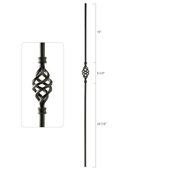 Steel Tube Balusters | 1/2" Round Series | Single Basket
