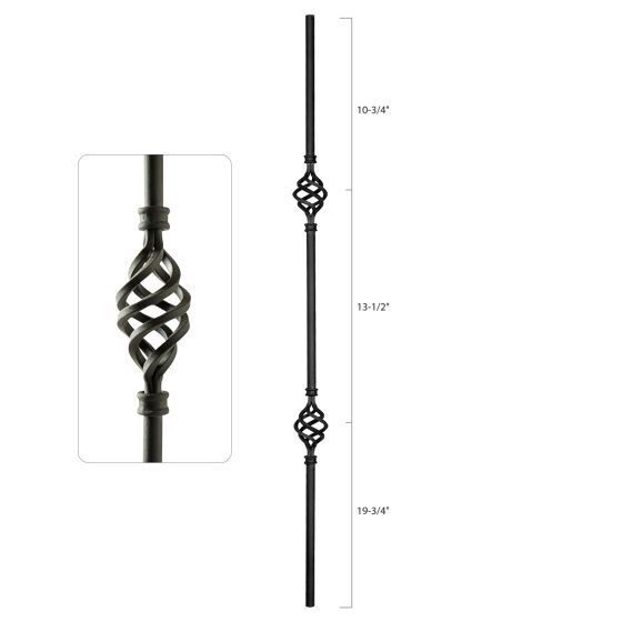 Steel Tube Balusters | 1/2" Round Series | Double Basket