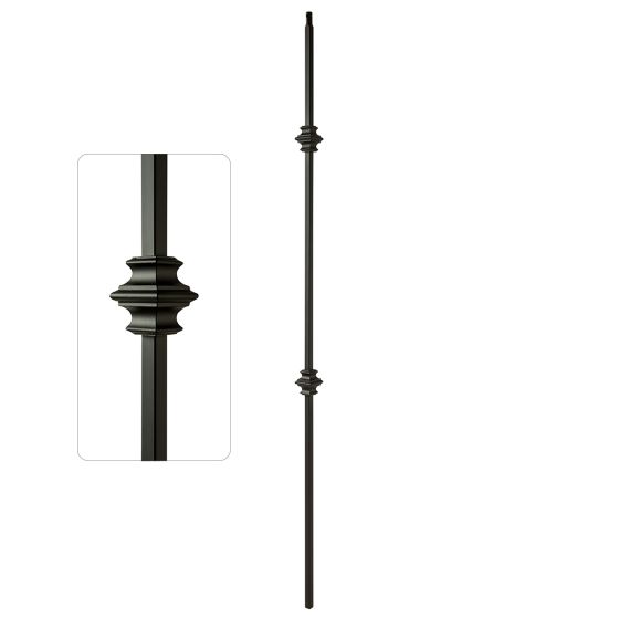Steel Tube Balusters | 1/2" Square Series With Dowel Top | Double Collar