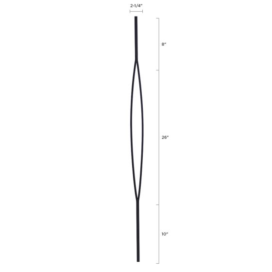 Steel Tube Balusters | Geometric 1/2" Square Series With Dowel Top | Single Feature | Satin Black