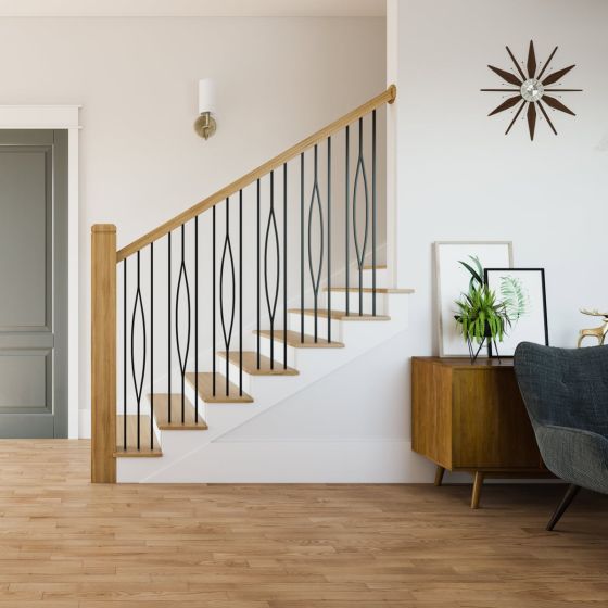 Steel Tube Balusters | Geometric 1/2" Square Series With Dowel Top | Single Feature | Satin Black