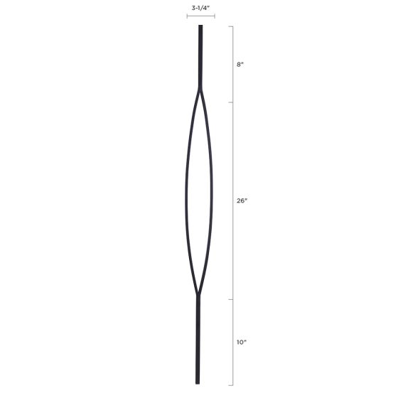 Steel Tube Balusters | Geometric 1/2" Square Series With Dowel Top | Single Feature | Satin Black