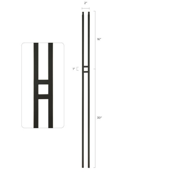 Steel Tube Balusters Geometric 1/2" Square Series With Dowel Top | Single Feature