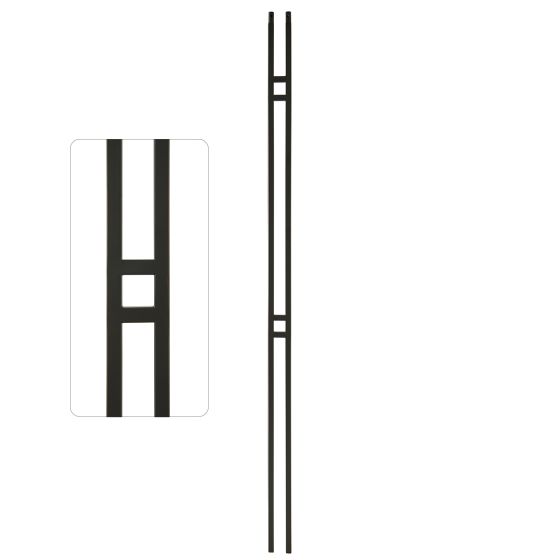 Steel Tube Balusters | Geometric 1/2" Square Series With Dowel Top | Double Feature