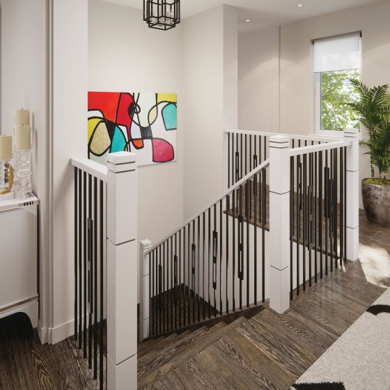 Steel Tube Balusters | Geometric 1/2" Square Series With Dowel Top | Double Feature | Satin Black