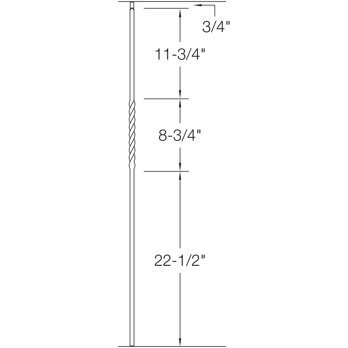 T02 - Iron Baluster - Single Twist - 1/2" x 44"