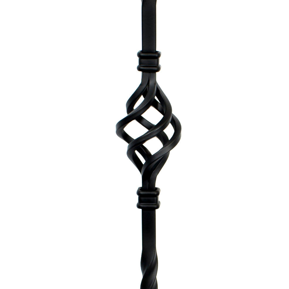 CLEARANCE | T05 | Iron Baluster | Double Basket | 1/2" x 44" | SATIN BLACK