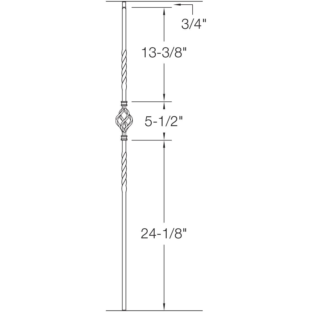 T04 - Iron Baluster - Single Basket - 1/2" x 44"