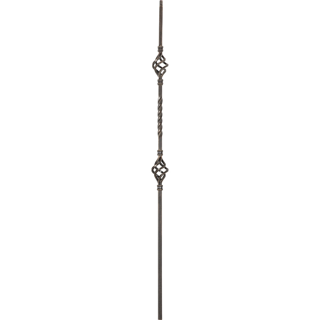 CLEARANCE | T05 | Iron Baluster | Double Basket | 1/2" x 44" | SATIN BLACK