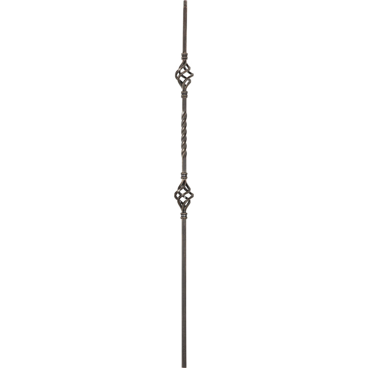 CLEARANCE | T05 | Iron Baluster | Double Basket | 1/2" x 44" | SATIN BLACK