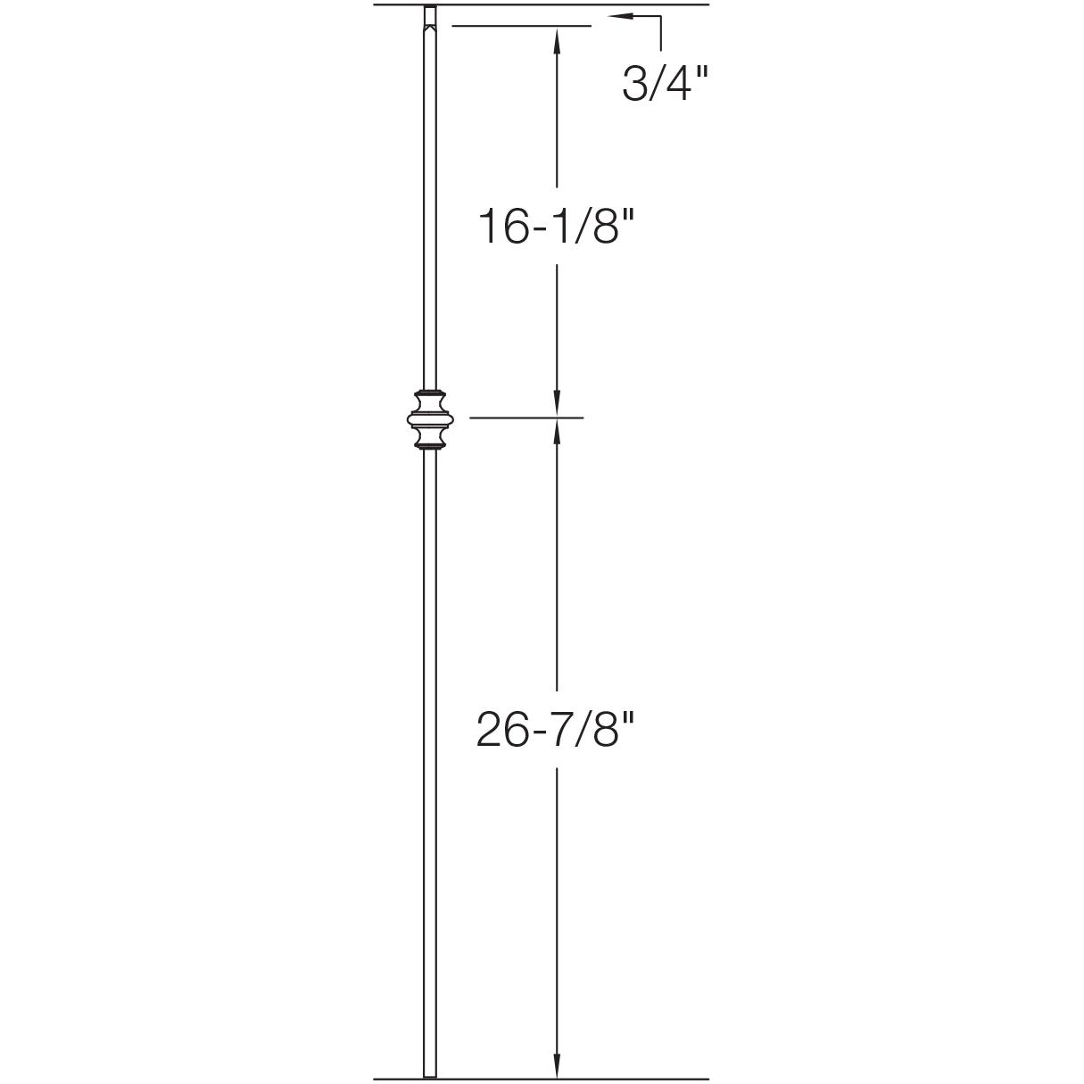 Iron Baluster | Single Knuckle | 1/2" x 44"