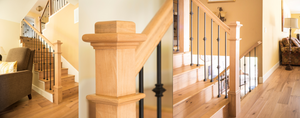Stair Model Wood Beech Post with Iron Baluster Knucles