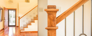 Stair Model Cherry Wood Post with Round Iron Baluster