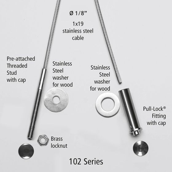 RailFX® Cable Rail Kits | 102 Series | Ø 1/8" Cable | Through-Post | Wood Post Applications