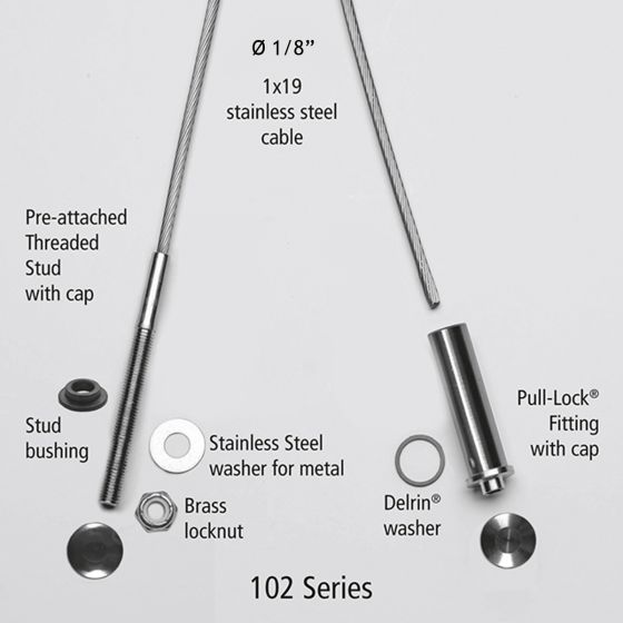 RailFX® Cable Rail Kits | 102 Series | Ø 1/8" Cable | Through-Post | Metal Post Applications