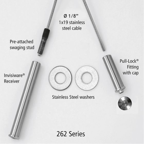 RailFX® Cable Rail Kits| 262 Series | Ø 1/8" Cable | Through-Post | Wood Post Applications