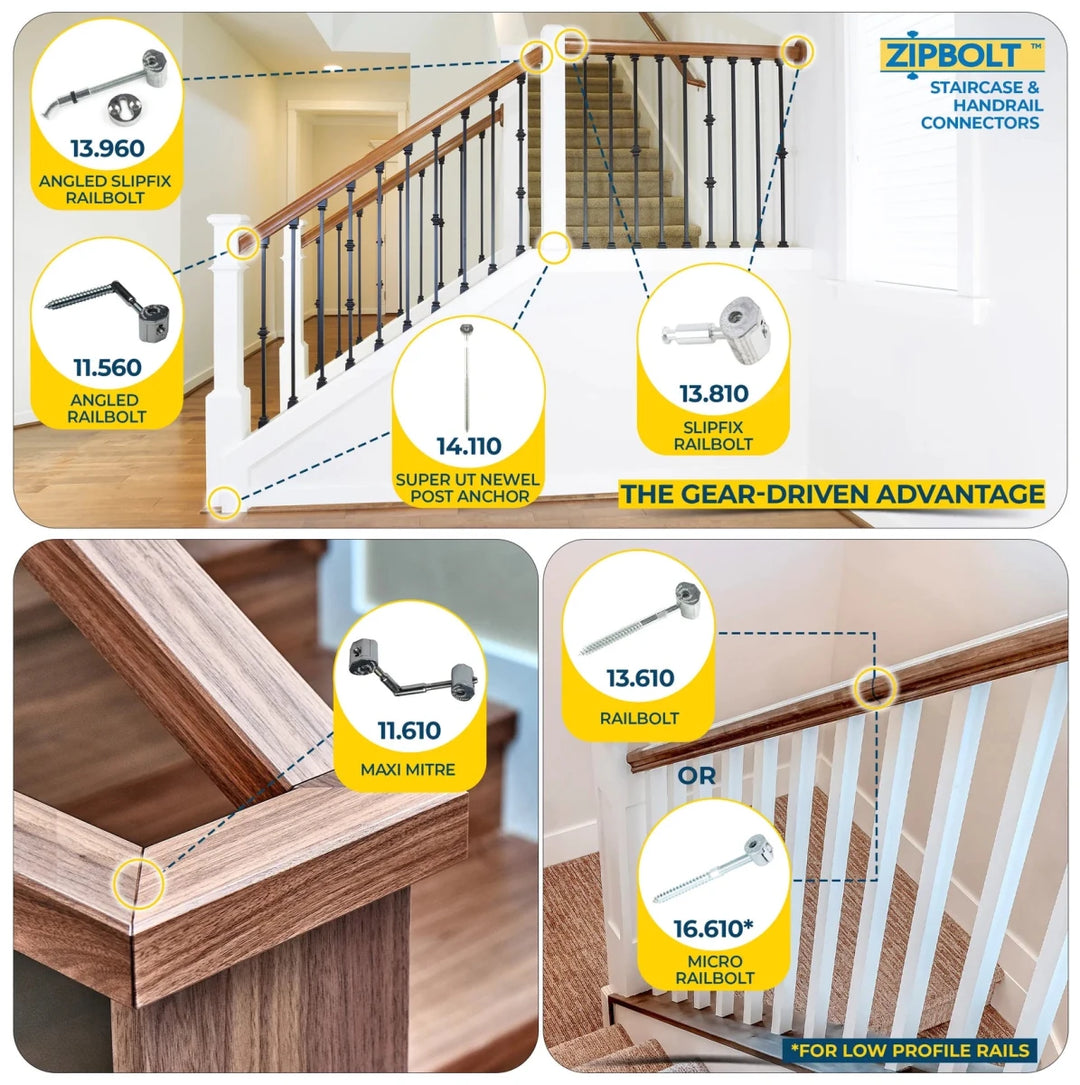 40.540 Deep Socket Driver - 10mm - Accessory for Zipbolt 14.110 Super UT and 17.800 XT - Assists with Staircase Newel Post Fastener Installation - All Things Stairs
