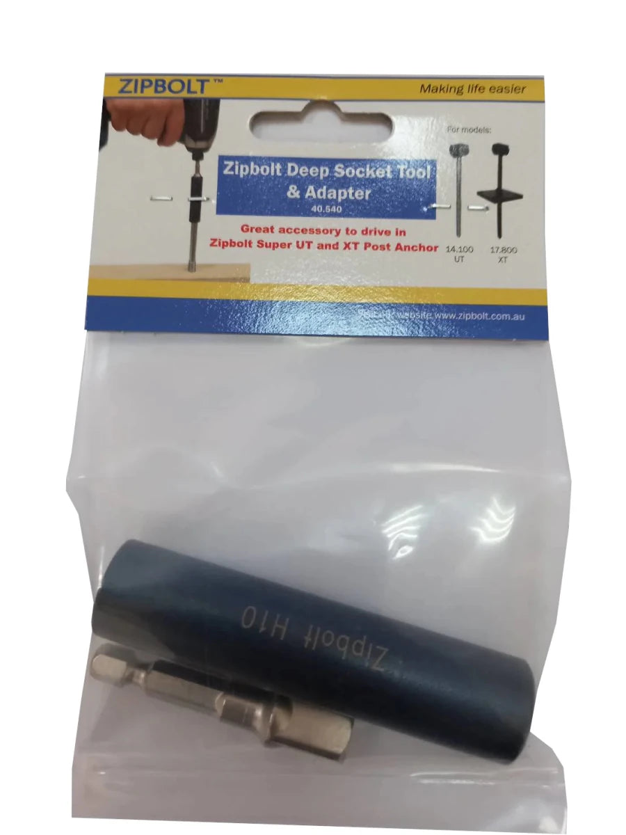 40.540 Deep Socket Driver - 10mm - Accessory for Zipbolt 14.110 Super UT and 17.800 XT - Assists with Staircase Newel Post Fastener Installation - All Things Stairs
