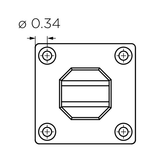 Square | Surface Mount Glass Spigot | Alloy 2205