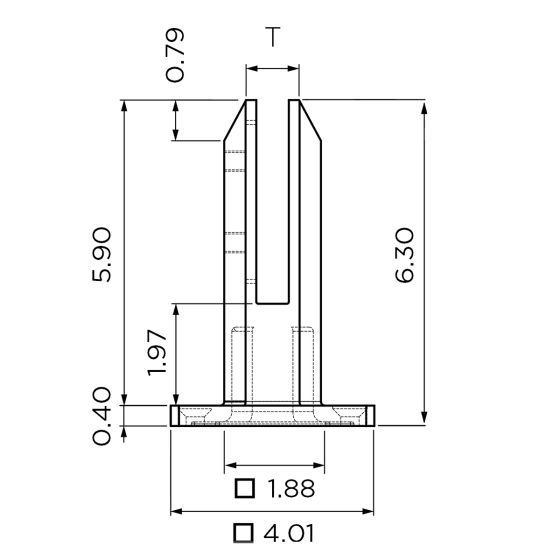 Square | Surface Mount Glass Spigot | Alloy 2205