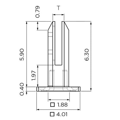 Square | Surface Mount Glass Spigot | Alloy 2205