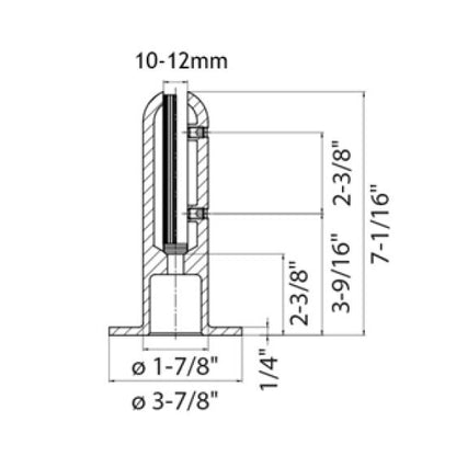 Round | Surface Mount Glass Spigot | Alloy 316