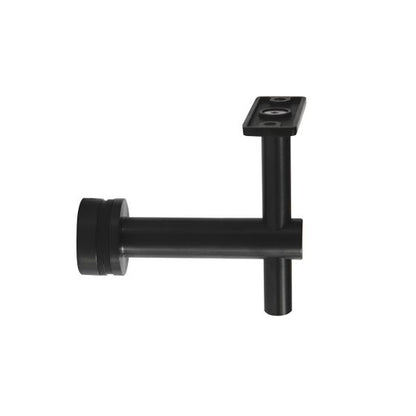 1-1/2" Dia. | Flat Saddle | Fixed | Adjustable Height | Black | Round | Glass Mount Bracket | Alloy 304