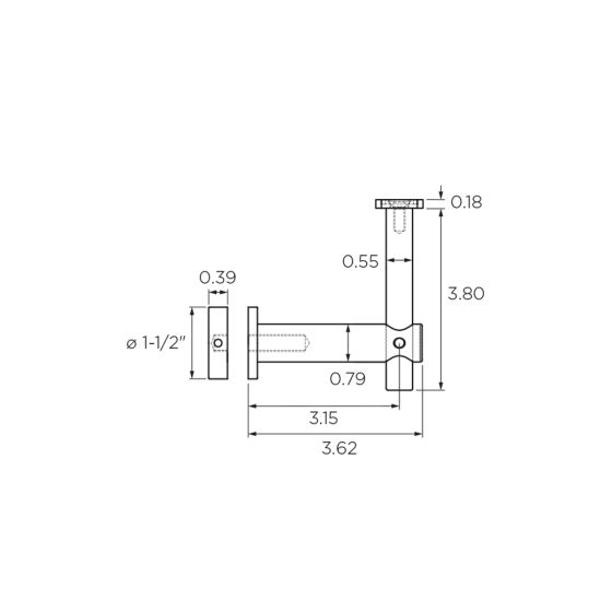 1-1/2" Dia. | Flat Saddle | Fixed | Adjustable Height | Black | Round | Glass Mount Bracket | Alloy 304