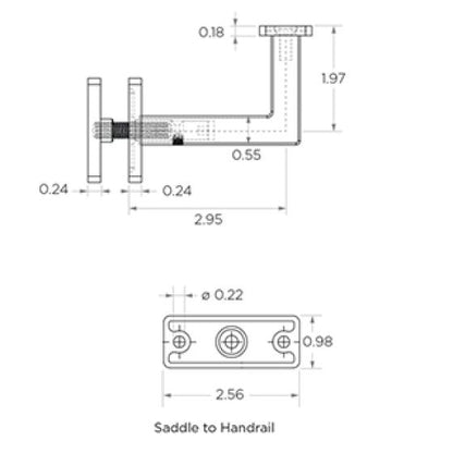 Flat Saddle | Fixed | Square | Glass Mount Bracket | 90° Arm | Alloy 304