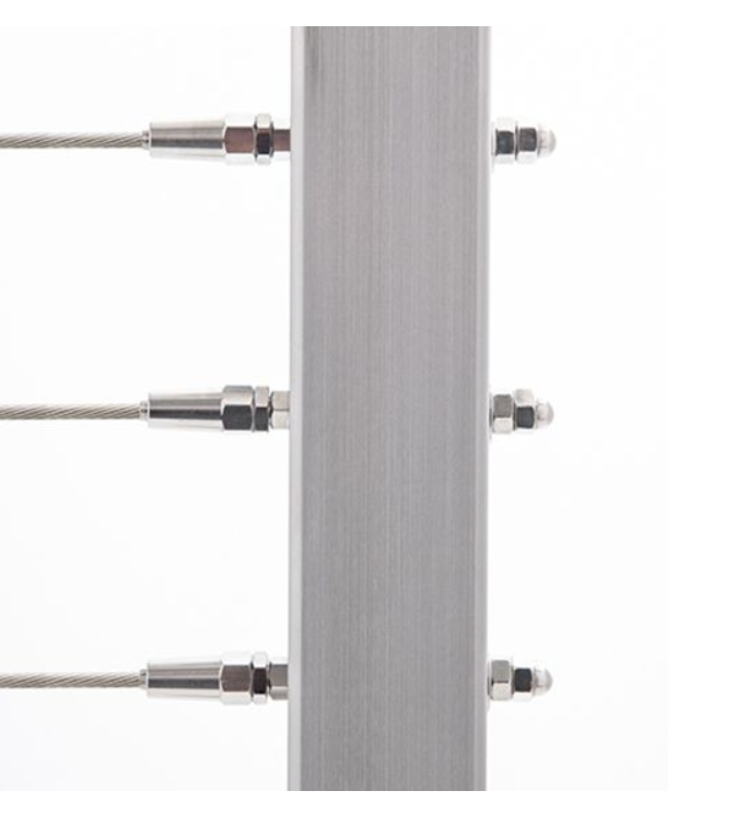 Bezdan Cable Square Post | Fascia Mount | Level Applications | Pre-Drilled for Cable | Alloy 316L