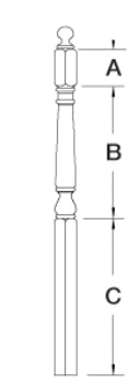 CLEARANCE | 4010BTS | Colonial Newel Post | Ball & Pin Top | 3" x 48"