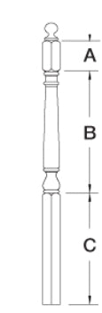 CLEARANCE | 4010BT | Colonial Newel Post | Ball & Pin Top | 3" x 48" | BEECH