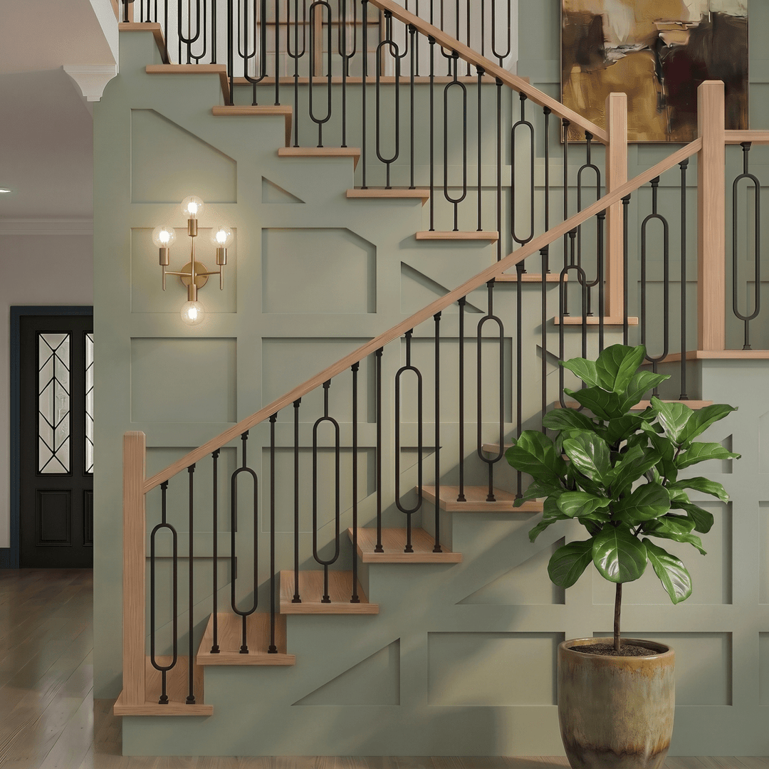 CLEARANCE | T80 | Iron Baluster | Large Oval | 1/2" x 44" SATIN BLACK - All Things Stairs