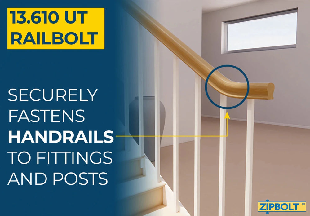 Connect Staircase Handrails to Staircase Fittings and Newels — 13.610 UT Railbolt - All Things Stairs