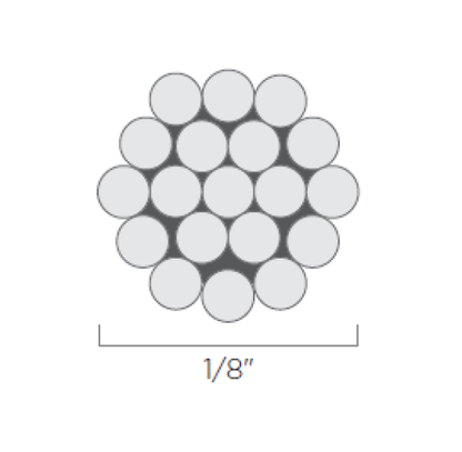 Bezdan Cable Black Oxide 1/8" Dia. Cable 1x19 Stainless Steel