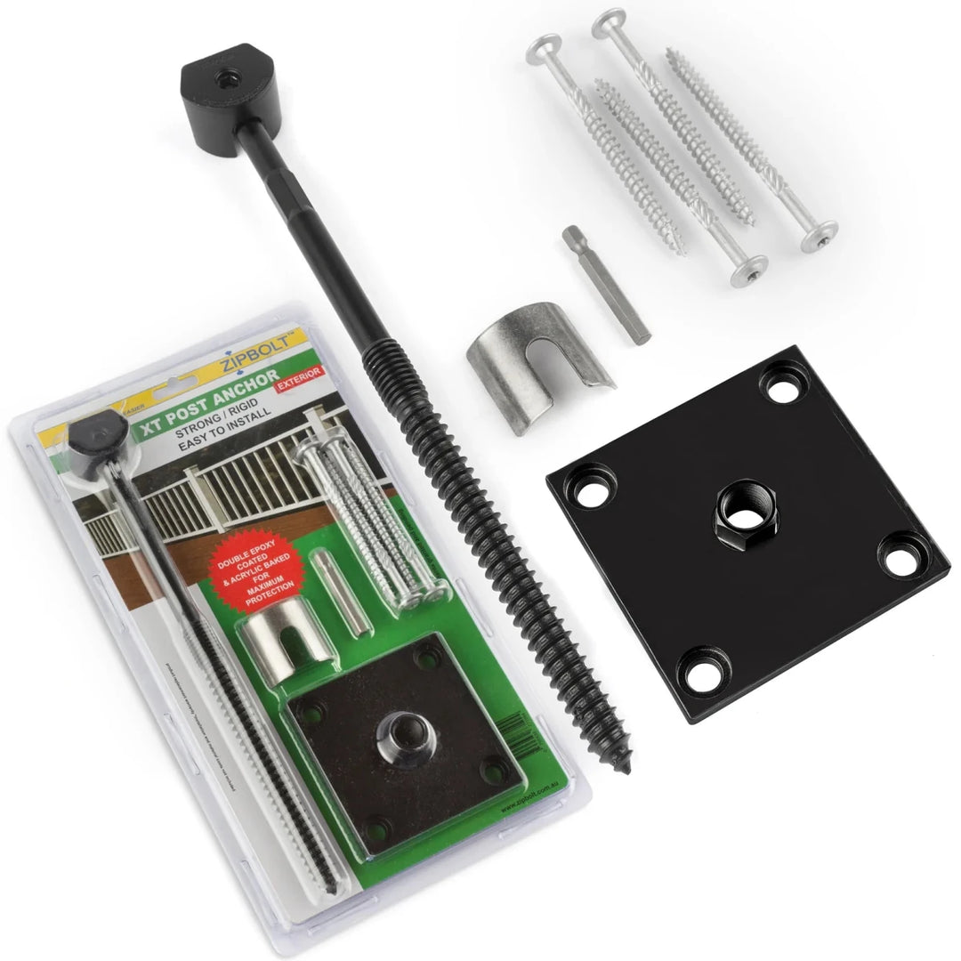 Exterior Newel Post Anchor - for Anchoring Surface Mount Exterior Posts to Decking, Patios, and Verandas - Durable Strength 4x4 Post Base (Actual 3.5x3.5) 17.800 XT - All Things Stairs