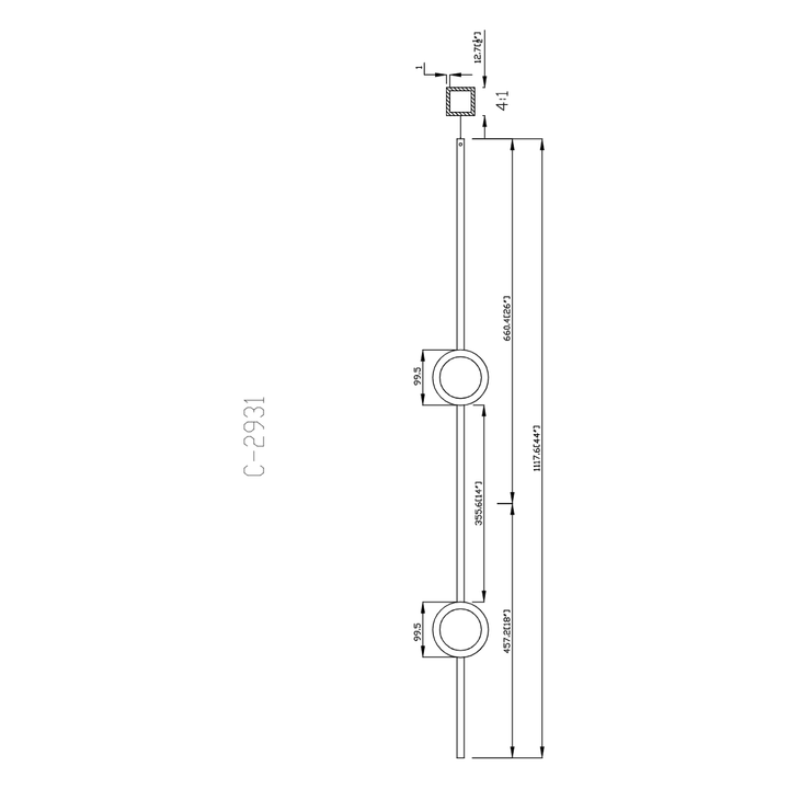 M40244 | Double Ring Iron Baluster | 2931 | 1/2" - All Things Stairs