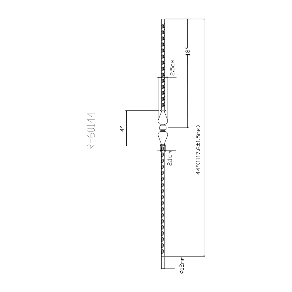 R60144 | Single Urn Iron Baluster | 2770 | 1/2" - All Things Stairs