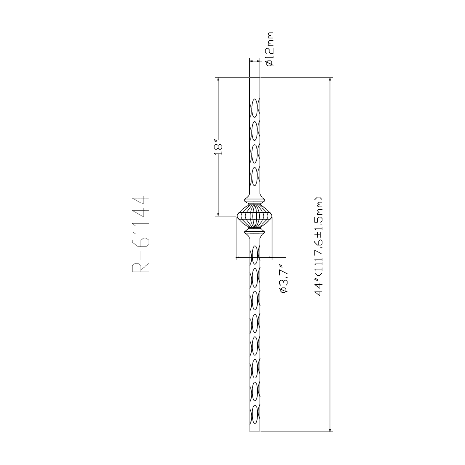 R61144 | Single Victorian Iron Baluster | 2772 | 1/2" - All Things Stairs