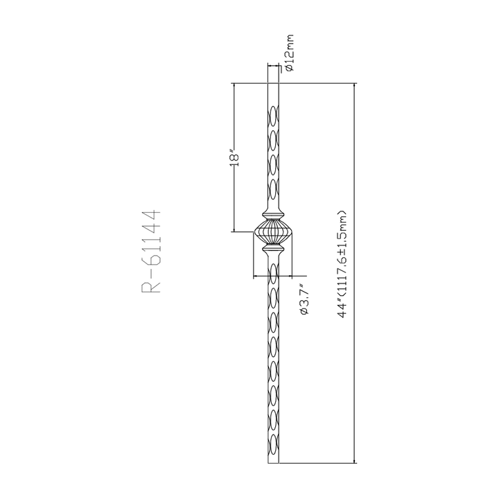 R61144 | Single Victorian Iron Baluster | 2772 | 1/2" - All Things Stairs