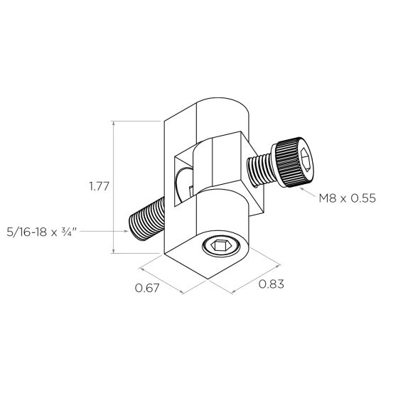 Adjustable Hinge for Glass Clip for Square Post | Alloy 304