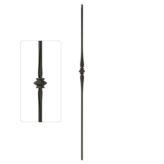 Steel Tube Balusters | 1/2" Square Series With Dowel Top | Single Collar